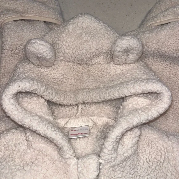 Hanna Andersson Onesie - Cream Fleece w/ Hood + Ears - Picture 6 of 6